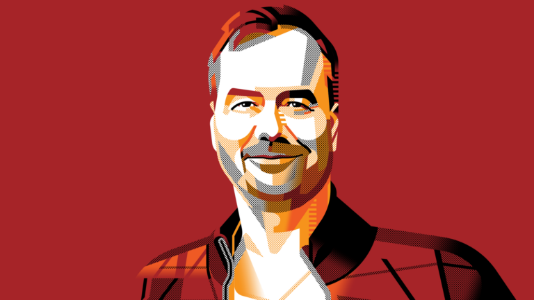 Stylized pop-art portrait of smiling man