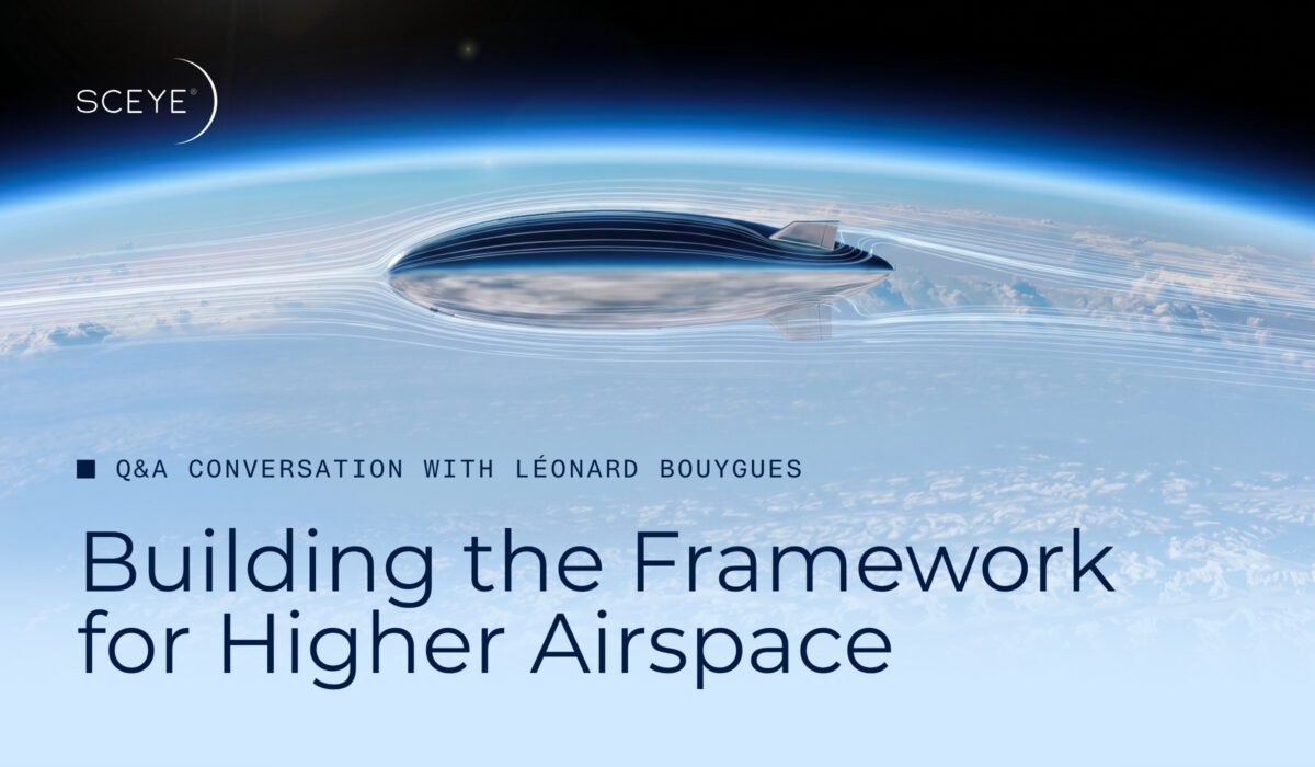 High-altitude airship above Earth's curvature