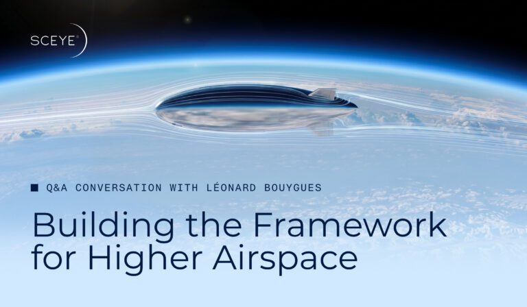 High-altitude airship above Earth's curvature